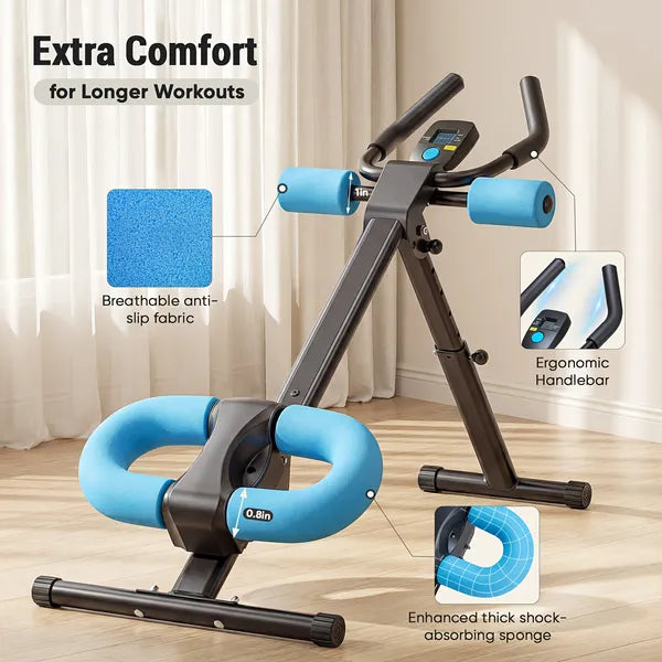 Adjustable Ab Machine For Stomach Workout, Core Workout Equipment For Home Gym, Ab Trainer With 2 Incline & 5 Height Levels, Knee & Elbow Protection, 440LBS, LCD Display, Foldable