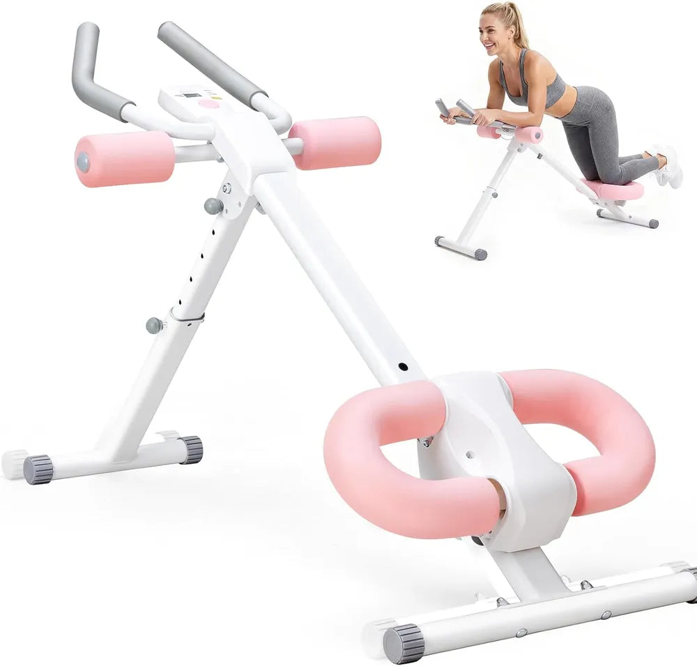Adjustable Ab Machine For Stomach Workout, Core Workout Equipment For Home Gym, Ab Trainer With 2 Incline & 5 Height Levels, Knee & Elbow Protection, 440LBS, LCD Display, Foldable