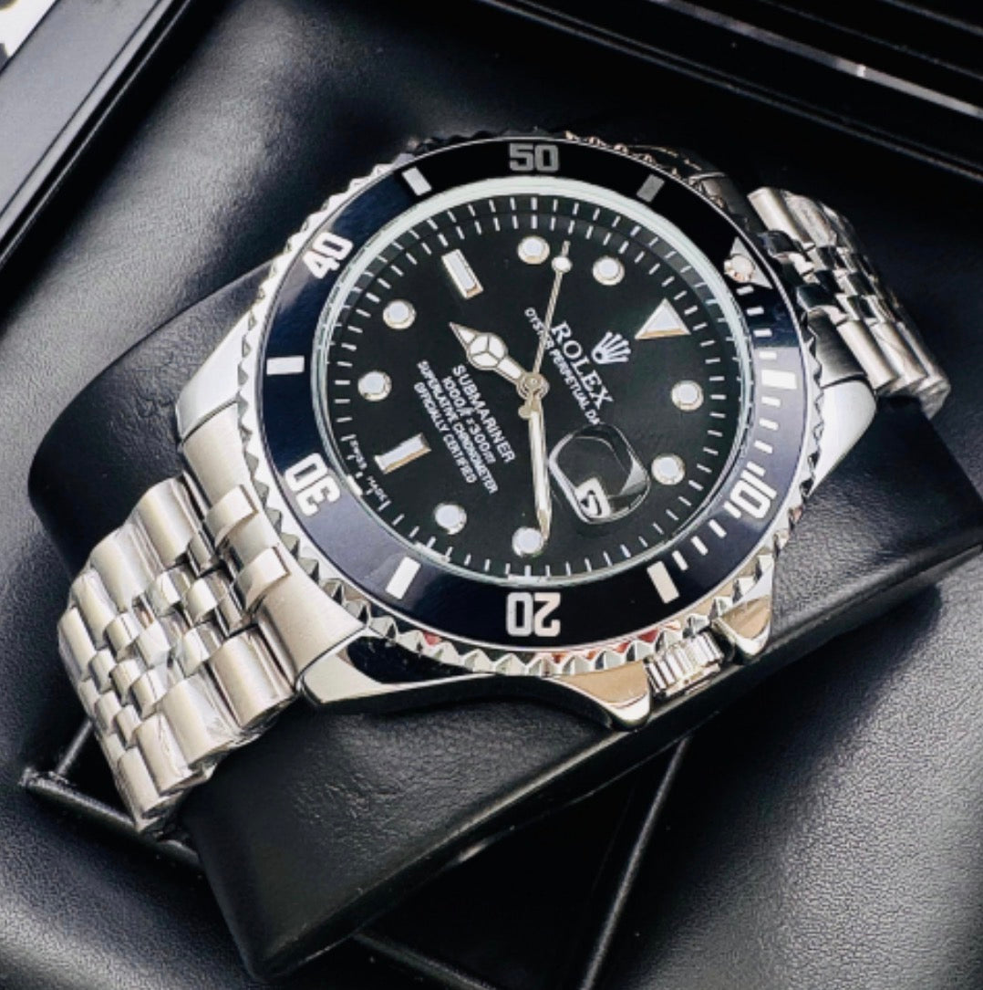 ROLEX SUBMARINER TRENZADO PLATEADO-NEGRO