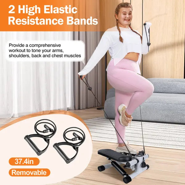 Steppers For Exercise, Mini Stair Stepper With Resistance Bands At Home Workout Equipment With 330.7LBS Loading Capacity, Hydraulic Fitness Stepper With LCD Monitor