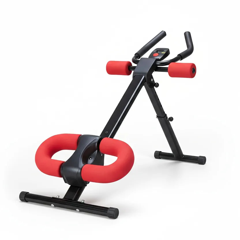 Adjustable Ab Machine For Stomach Workout, Core Workout Equipment For Home Gym, Ab Trainer With 2 Incline & 5 Height Levels, Knee & Elbow Protection, 440LBS, LCD Display, Foldable
